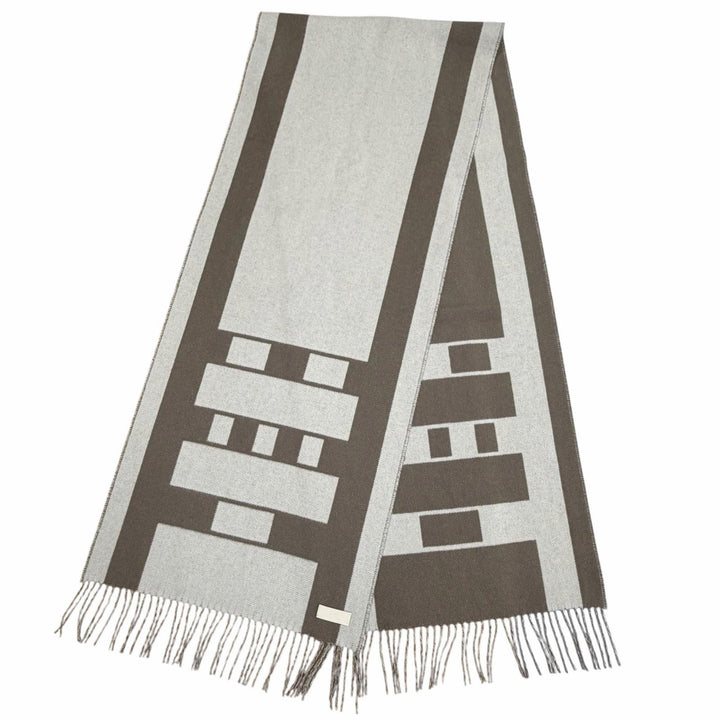 未使用品△HERMES エルメス コンクール カシミヤ100％ イヴォワール ピュス ロゴレザータグ フリンジ マフラー 現行品 定価162800円 箱付