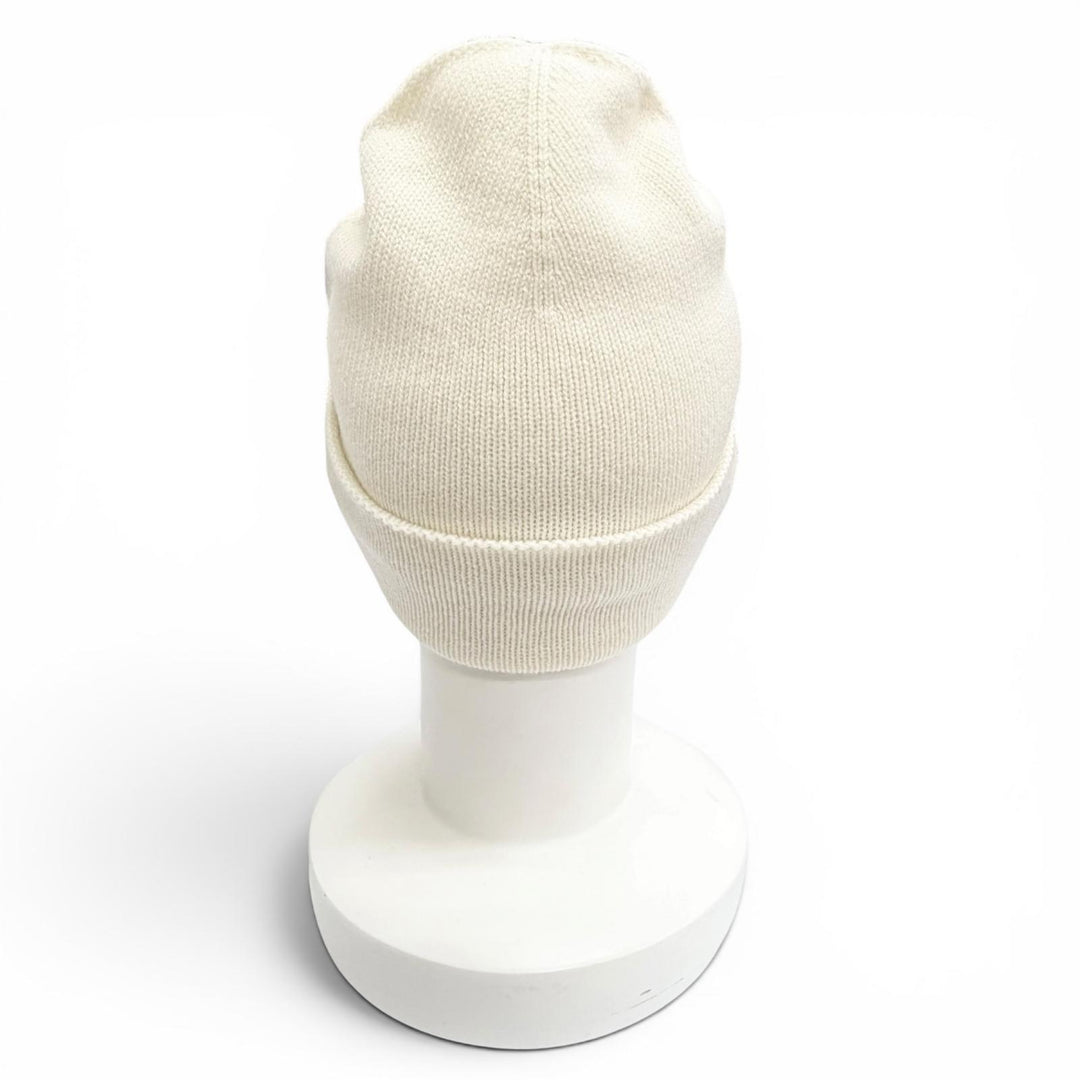 美品△CHANEL シャネル カシミヤ100% ココマーク ハートラインストーン ニット帽 ニットキャップ ホワイト イタリア製 正規品 箱付き
