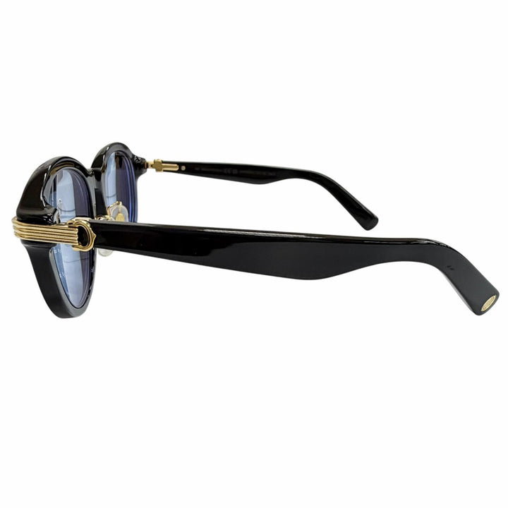 良品△Cartier カルティエ CT0395SA プルミエール ドゥカルティエ ボストン サングラス ブラック レンズ：ブルー 53□21-145 度入り 伊製