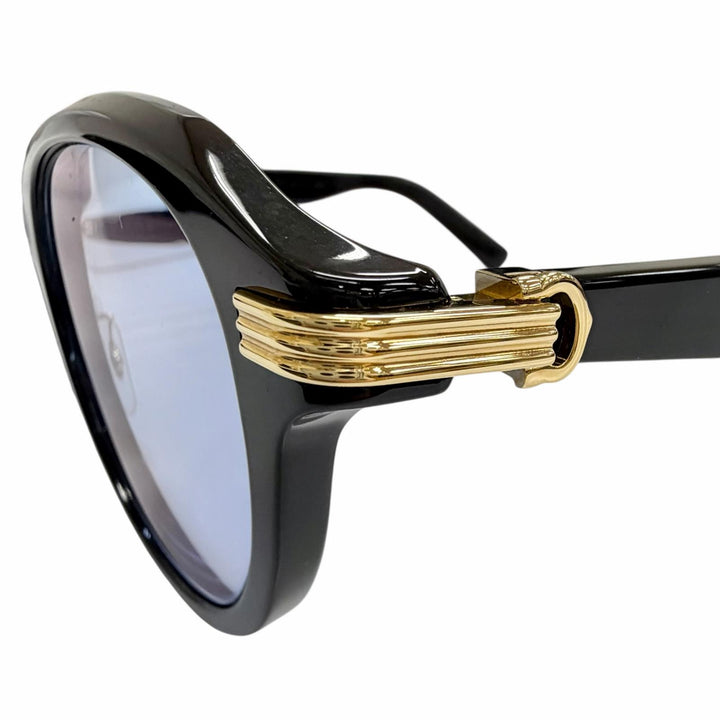 良品△Cartier カルティエ CT0395SA プルミエール ドゥカルティエ ボストン サングラス ブラック レンズ：ブルー 53□21-145 度入り 伊製