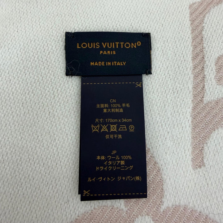 極美品☆LOUIS VUITTON ルイヴィトン 2025年製 M77854 マフラー・LV エセンシャル ウール100％ ベージュローズ 170×34cm 伊製 正規品