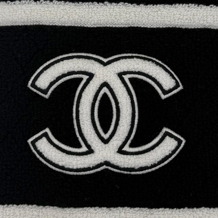 極美品☆CHANEL シャネル 19B カシミヤ100％ マトラッセ ココマーク 大判ショール マフラー ブラック ホワイト レディース 箱付き