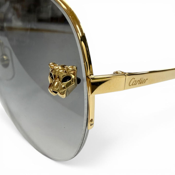 極美品▼Cartier カルティエ CT0065S パンテール ドゥ カルティエ ツーブリッジ グラデーションレンズ アイウェア サングラス 60□13 140