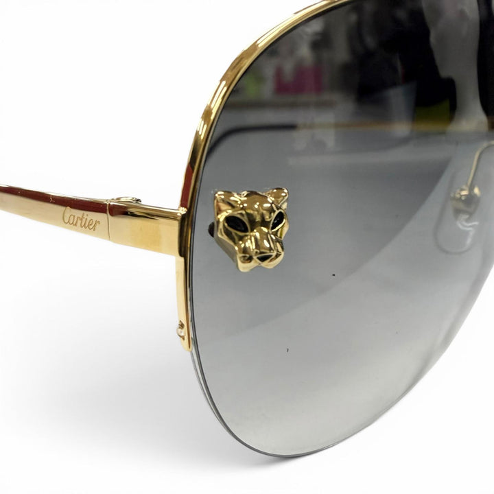 極美品▼Cartier カルティエ CT0065S パンテール ドゥ カルティエ ツーブリッジ グラデーションレンズ アイウェア サングラス 60□13 140