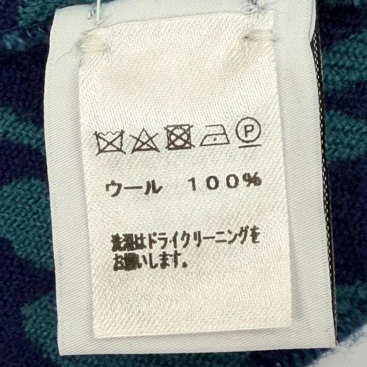 美品▼BERLUTI ベルルッティ ウール100% カリグラフィ リバーシブル ストール マフラー ネイビー グリーン イタリア製 正規品 メンズ