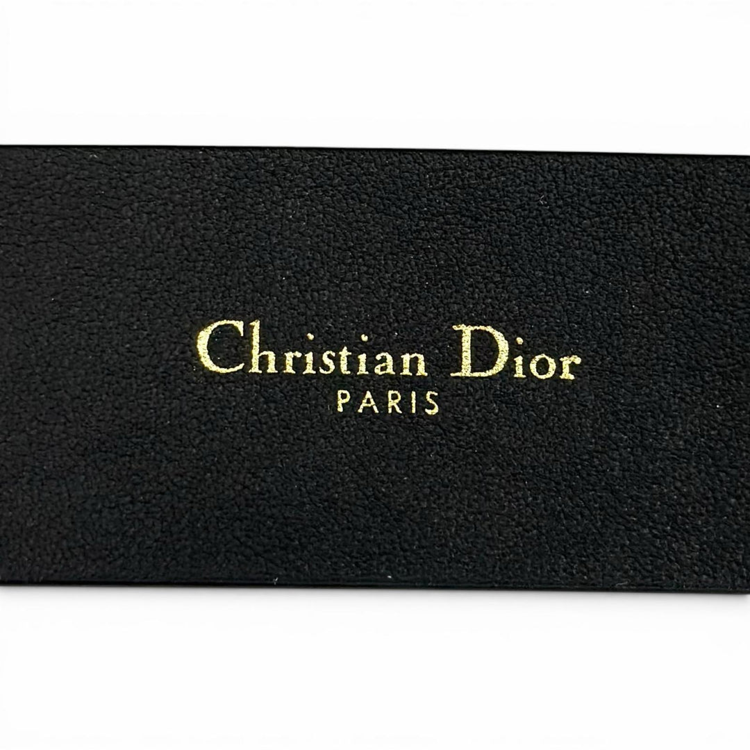 美品▲Christian Dior クリスチャンディオール 30 MONTAIGNE CDロゴバックル レザー ベルト ブラック ゴールド金具 70 伊製 レディース