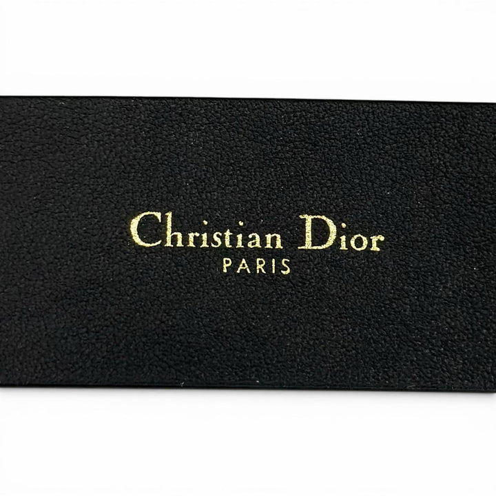 美品▲Christian Dior クリスチャンディオール 30 MONTAIGNE CDロゴバックル レザー ベルト ブラック ゴールド金具 70 伊製 レディース