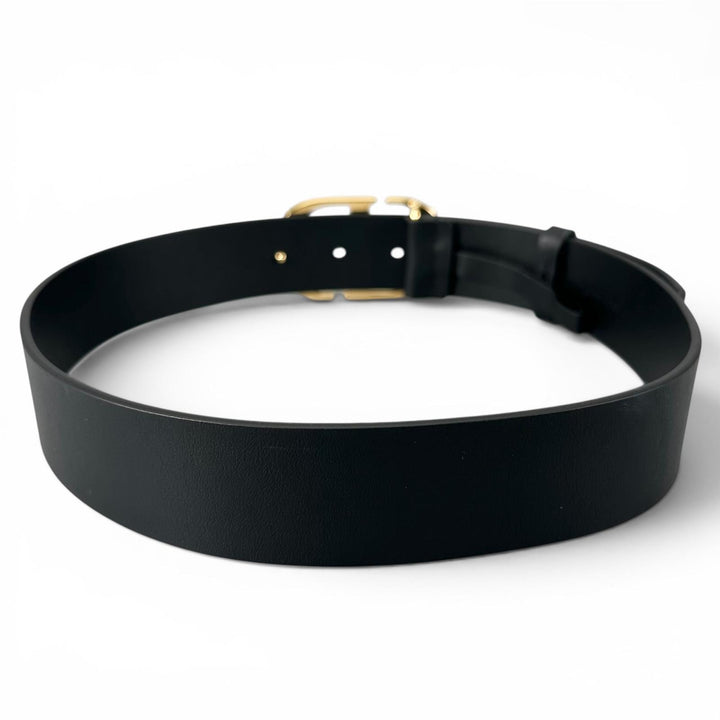 美品▲Christian Dior クリスチャンディオール 30 MONTAIGNE CDロゴバックル レザー ベルト ブラック ゴールド金具 70 伊製 レディース