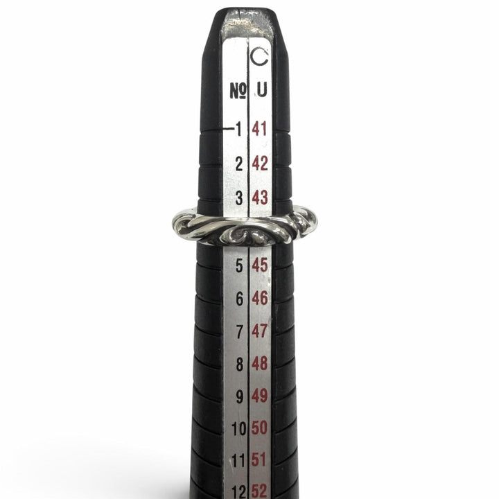 極美品□CHROME HEARTS クロムハーツ SCRL BAND SV925 スクロールバンド リング 指輪 シルバー JP4号 希少サイズ 重量5.2g 保存袋付き