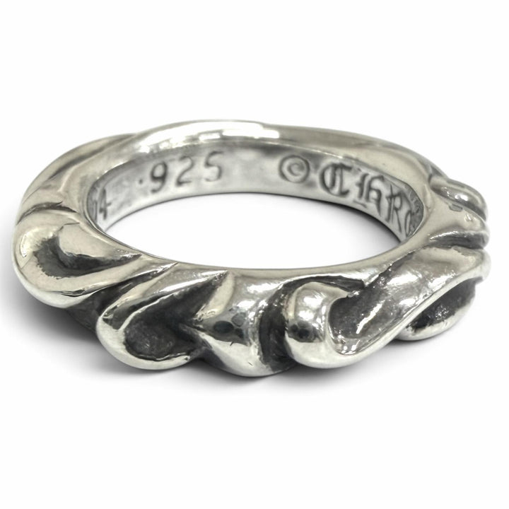 極美品□CHROME HEARTS クロムハーツ SCRL BAND SV925 スクロールバンド リング 指輪 シルバー JP4号 希少サイズ 重量5.2g 保存袋付き