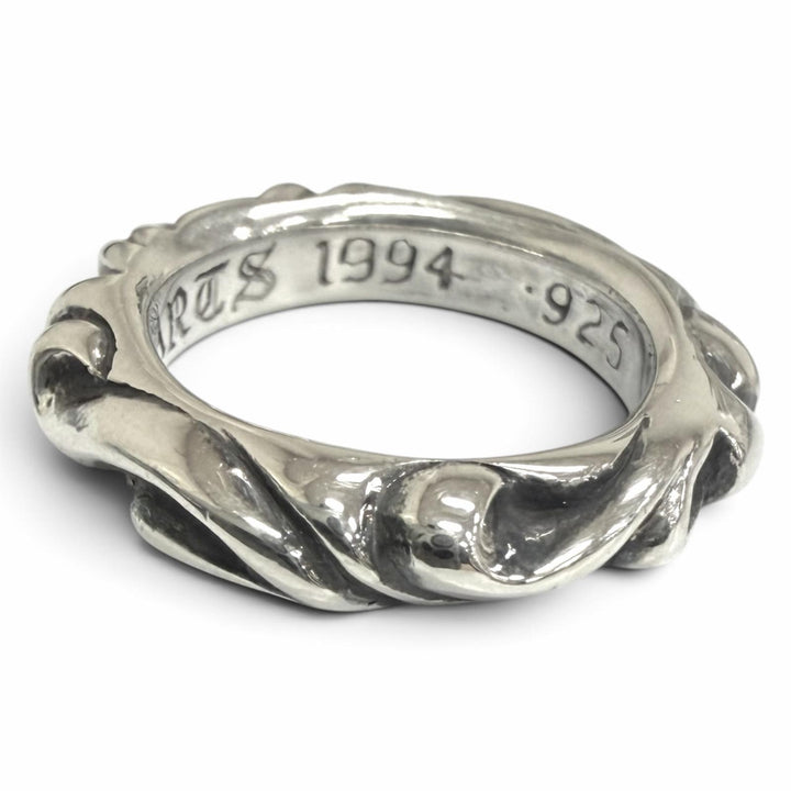 極美品□CHROME HEARTS クロムハーツ SCRL BAND SV925 スクロールバンド リング 指輪 シルバー JP4号 希少サイズ 重量5.2g 保存袋付き