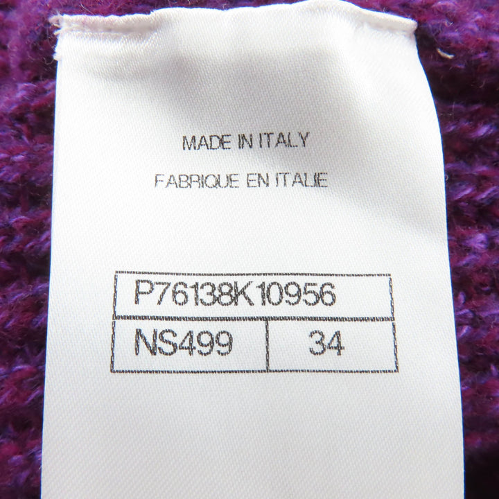 極美品☆CHANEL シャネル 2023年製 P76138K10956 カシミヤ ココボタン 千鳥格子 長袖ニット カーディガン パープル 34　伊製 正規品