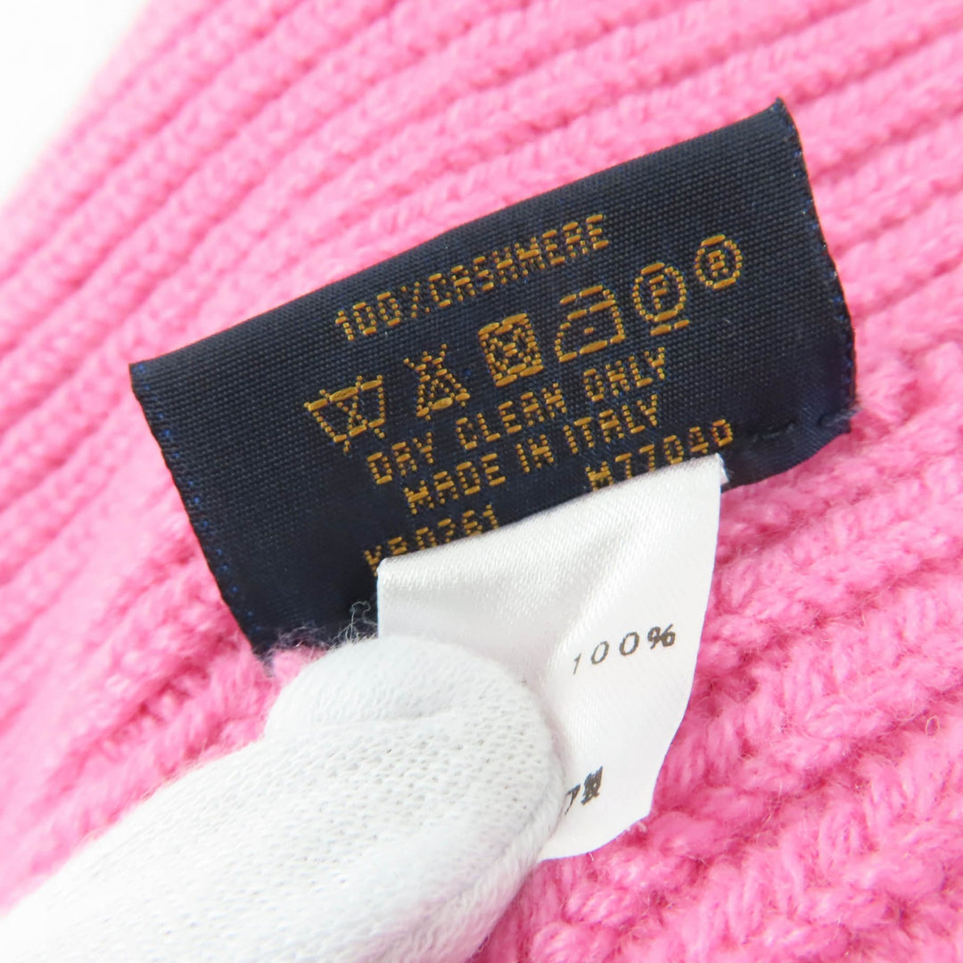 極美品☆LOUIS VUITTON ルイヴィトン M77040 ボネ LV アヘッド カシミヤ100％ ニットキャップ ピンク 伊製 正規品 レディース メンズ