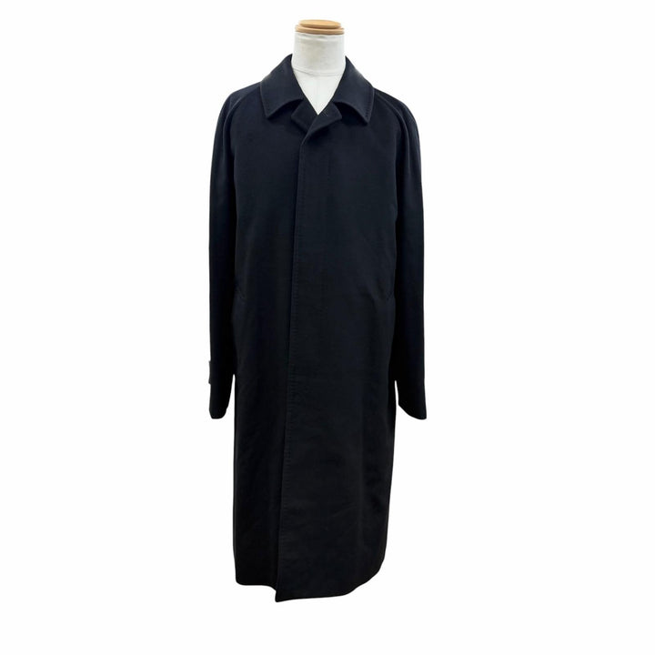 極美品▼BURBERRY LONDON バーバリーロンドン カシミヤ100% 比翼仕立て ステンカラーコート ブラック 96-180-7(Lサイズ相当) 正規品