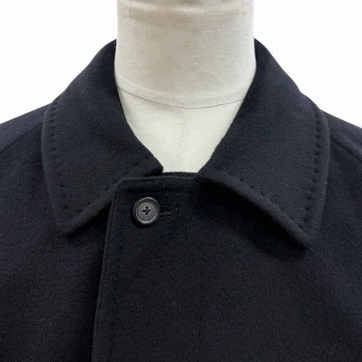 極美品▼BURBERRY LONDON バーバリーロンドン カシミヤ100% 比翼仕立て ステンカラーコート ブラック 96-180-7(Lサイズ相当) 正規品