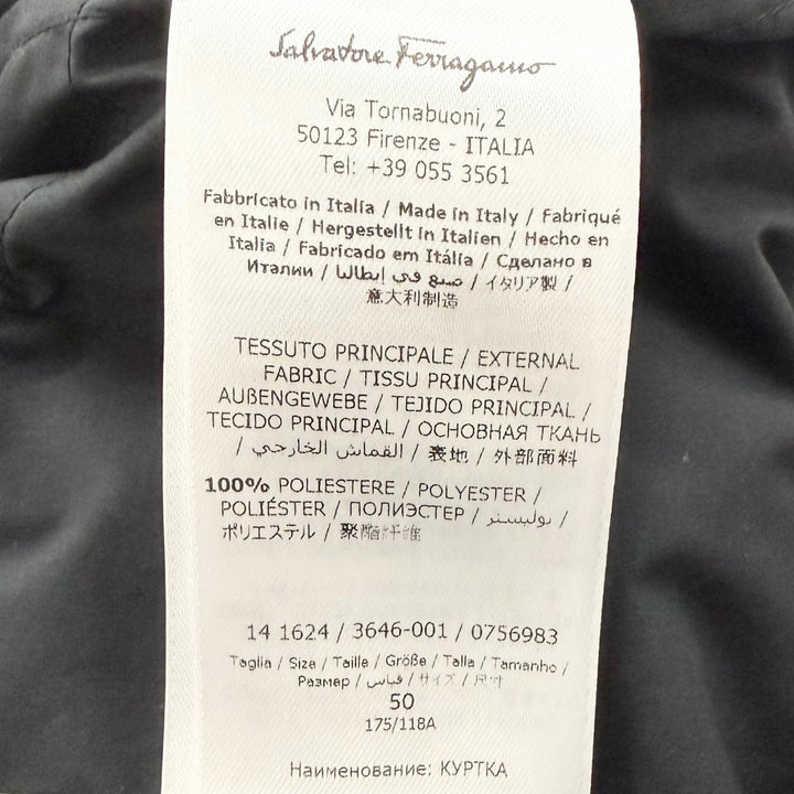 美品□Salvatore Ferragamo サルヴァトーレフェラガモ 2025年製 ガンチーニ金具 フーデッド ダウンジャケット グレー系 50 伊製 正規品