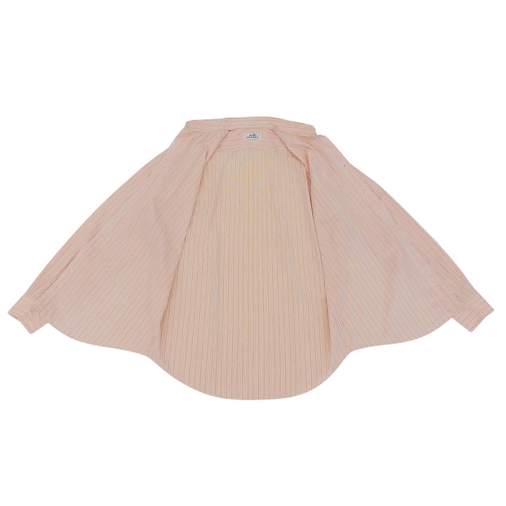 美品▲HERMES エルメス コットン100％ セリエボタン付き ストライプ柄 ボタンダウン 長袖シャツ オレンジ 41 フランス製 正規品 メンズ