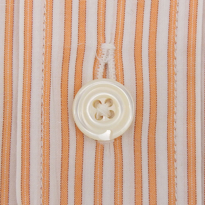 美品▲HERMES エルメス コットン100％ セリエボタン付き ストライプ柄 ボタンダウン 長袖シャツ オレンジ 41 フランス製 正規品 メンズ
