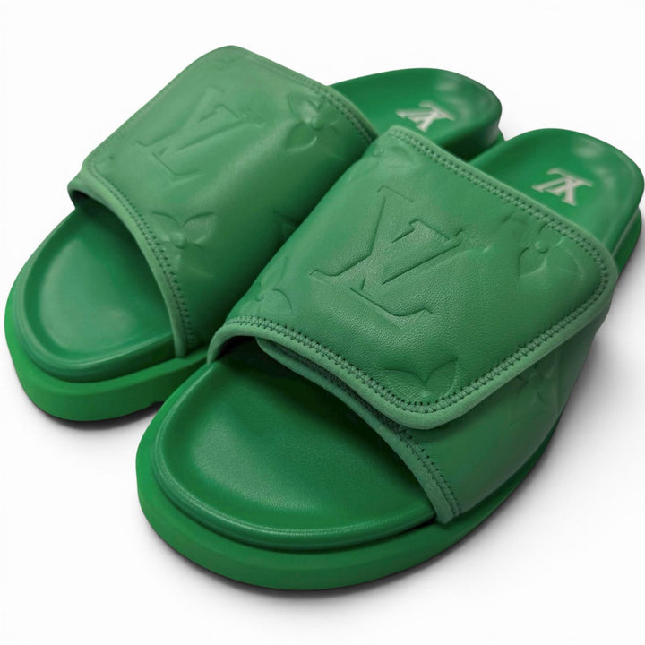 未使用品□LOUIS VUITTON ルイヴィトン 2022年製 マイアミライン モノグラム エンボス レザー シャワーサンダル スライドサンダル 6 伊製