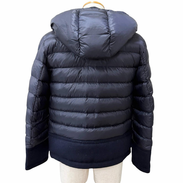 美品□MONCLER モンクレール RIOM GIUBBOTTO ウール切替 ダウンジャケット ネイビー 2 ルーマニア製 正規品 ガーメント・ハンガー付き