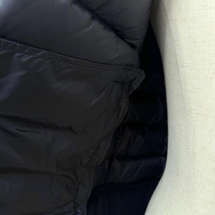 美品□MONCLER モンクレール RIOM GIUBBOTTO ウール切替 ダウンジャケット ネイビー 2 ルーマニア製 正規品 ガーメント・ハンガー付き