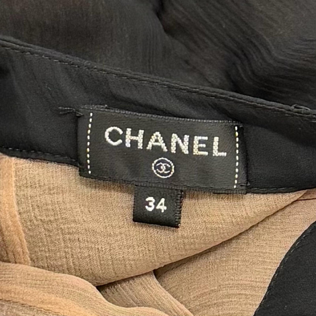 極美品★CHANEL シャネル P71763 ウール混 ココマークボタン シルク切替 ツイード ワンピース ブラック 34 フランス製 正規品 レディース