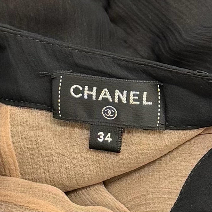 極美品★CHANEL シャネル P71763 ウール混 ココマークボタン シルク切替 ツイード ワンピース ブラック 34 フランス製 正規品 レディース