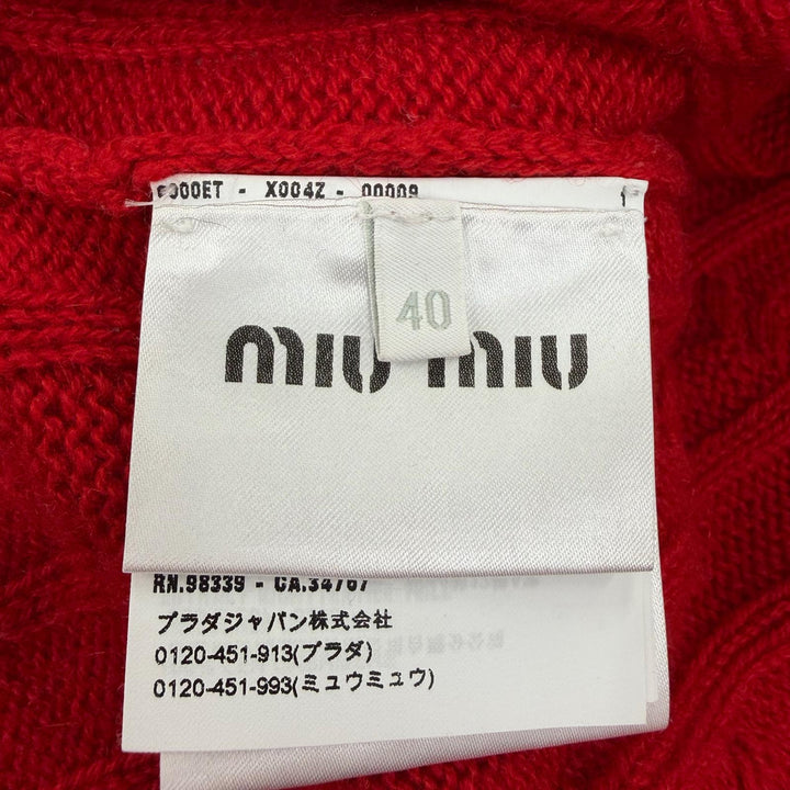 未使用品☆MIUMIU ミュウミュウ 2022年製 MMF632 カシミヤ100％ バックロゴ ニット カーディガン レッド 40 イタリア製 正規品