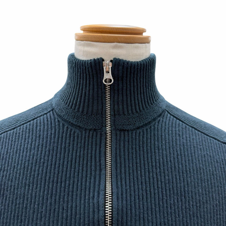 美品▼STONE ISLAND ストーンアイランド 7715519C2 ウール100% ロゴワッペン ダブルジップアップ ドライバーズニット ブルゾン XL 正規品