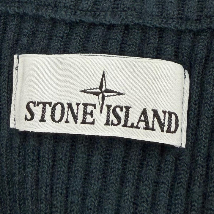 美品▼STONE ISLAND ストーンアイランド 7715519C2 ウール100% ロゴワッペン ダブルジップアップ ドライバーズニット ブルゾン XL 正規品