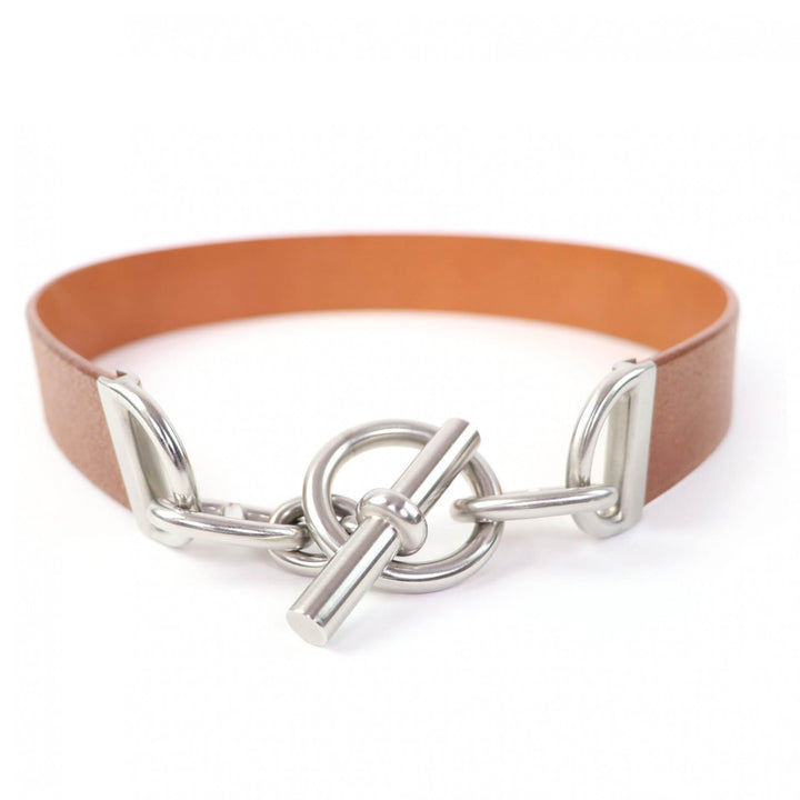 極美品☆HERMES エルメス ヴィンテージ シルバー金具 マルジェラ期 シェーヌダンクル レザー ベルト ブラウン 70 □C刻印 フランス製