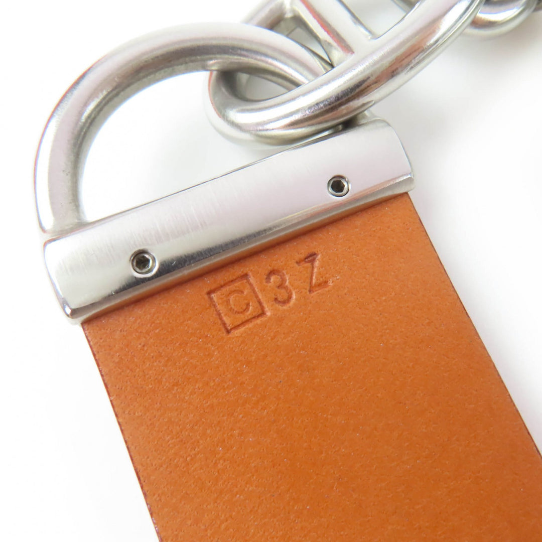 極美品☆HERMES エルメス ヴィンテージ シルバー金具 マルジェラ期 シェーヌダンクル レザー ベルト ブラウン 70 □C刻印 フランス製