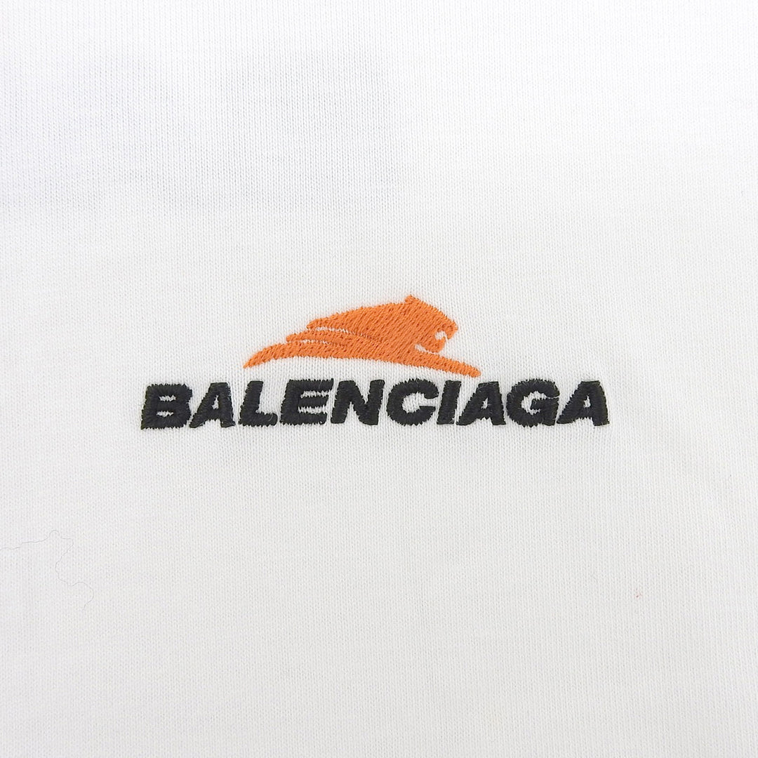 極美品▲BALENCIAGA バレンシアガ 2021年製 612965 ロゴ刺繡 クルーネック ショートスリーブ 半袖Ｔシャツ ホワイト M 正規品 メンズ