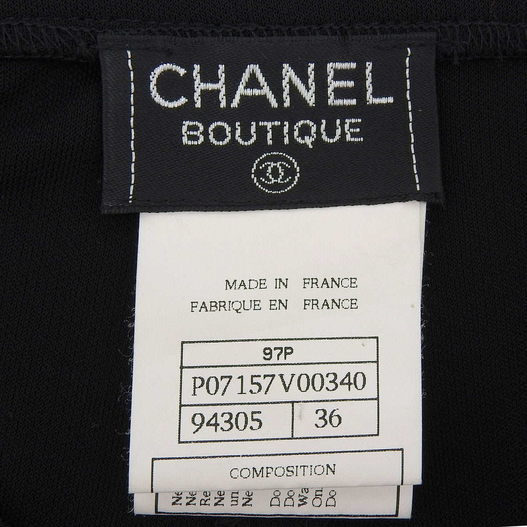極美品▲CHANEL BOUTIQUE シャネルブティック ヴィンテージ 97P P07157 ロゴ刺繍 シアー スカート ブラック 36 フランス製 レディース