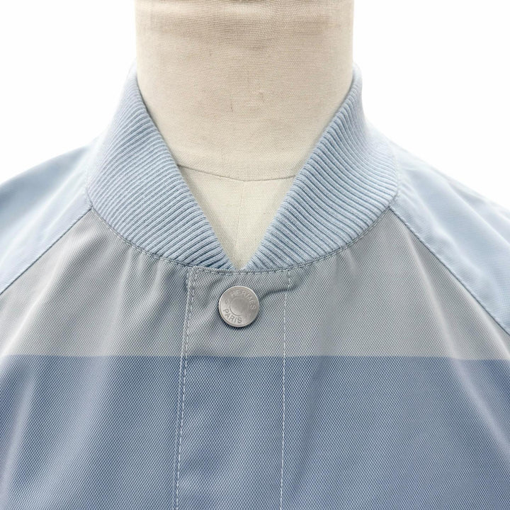 未使用品▼HERMES エルメス 2025年製 H552740HI BLOUSON BORDS-COTES CAMBRIDGE ストライプ柄 セリエボタン ブルゾン ライトブルー 50