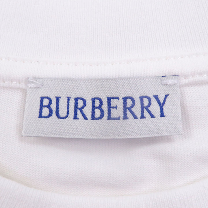 美品□BURBERRY バーバリー 8102209 コットン100％ ロゴ刺繍 エンブロイダリー 半袖Ｔシャツ カットソー ホワイト L 正規品 メンズ