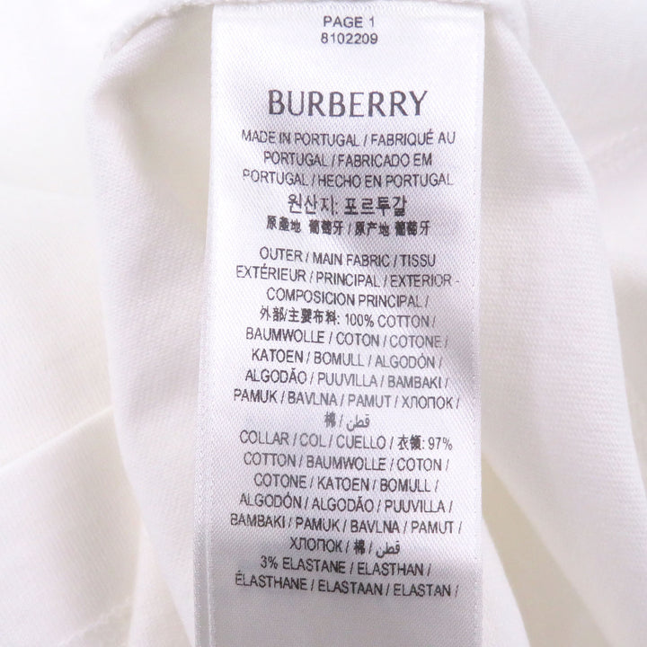 美品□BURBERRY バーバリー 8102209 コットン100％ ロゴ刺繍 エンブロイダリー 半袖Ｔシャツ カットソー ホワイト L 正規品 メンズ