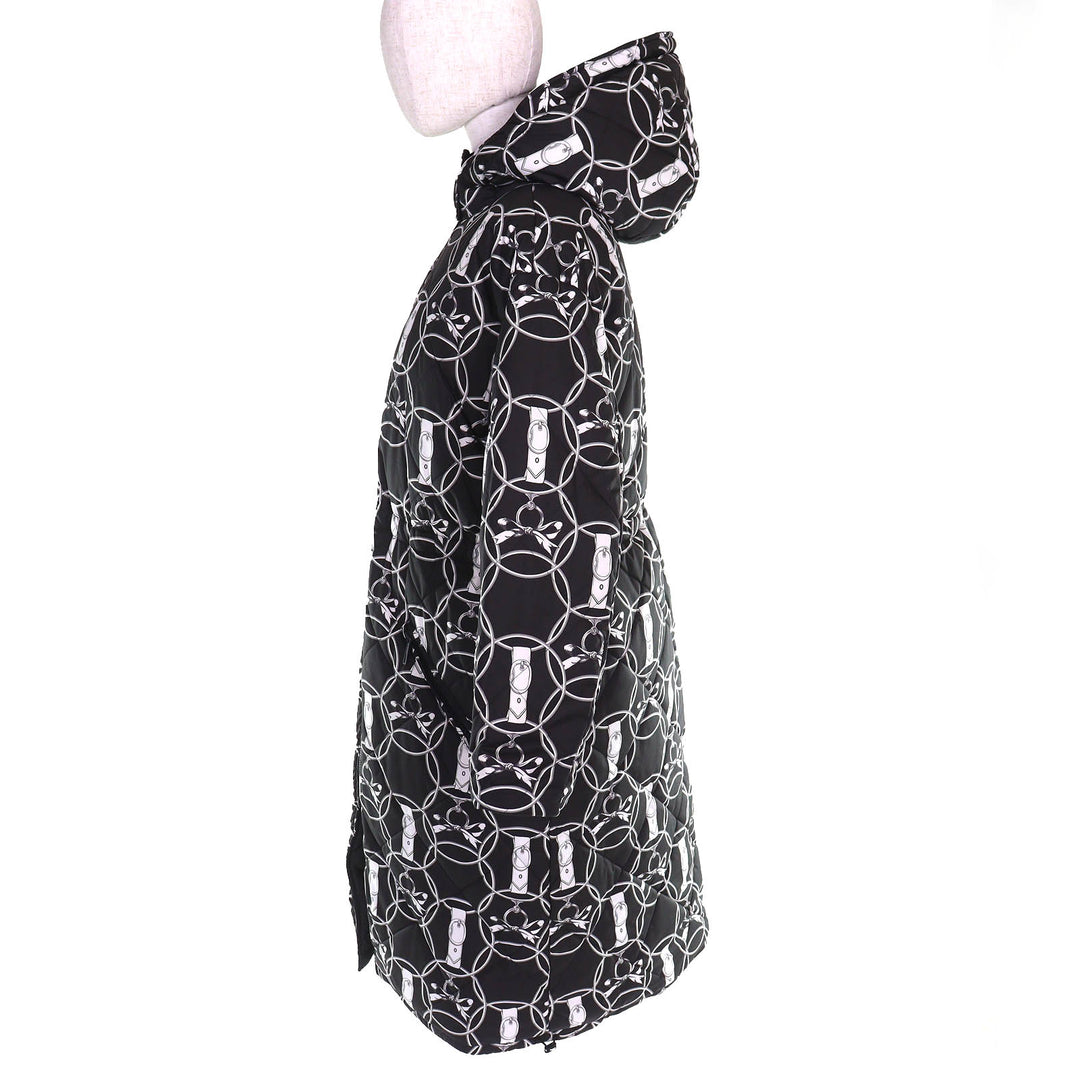 極美品△HERMES エルメス 22AW 2H0158D4 La Promenade du Matin 朝の散歩 リバーシブル ダウンコート ブラック ホワイト 34 伊製 正規品