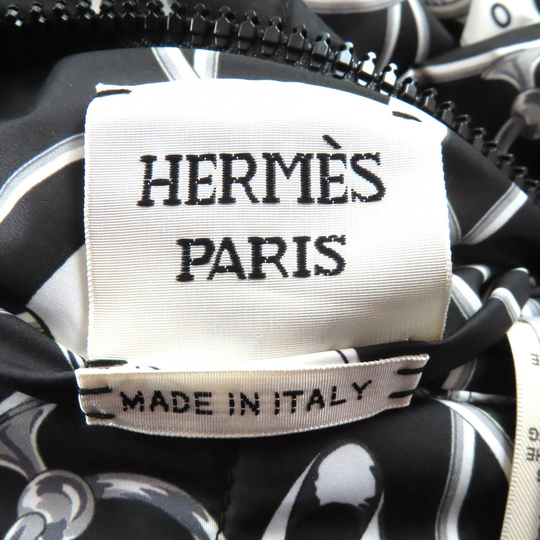 極美品△HERMES エルメス 22AW 2H0158D4 La Promenade du Matin 朝の散歩 リバーシブル ダウンコート ブラック ホワイト 34 伊製 正規品