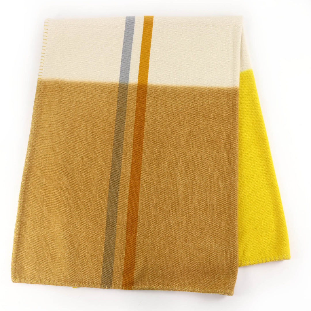 未使用品☆HERMES エルメス ダイサングル ブランケット カシミヤ100％ シトロン パイユ Hロゴ 150×200cm 大判 レディース