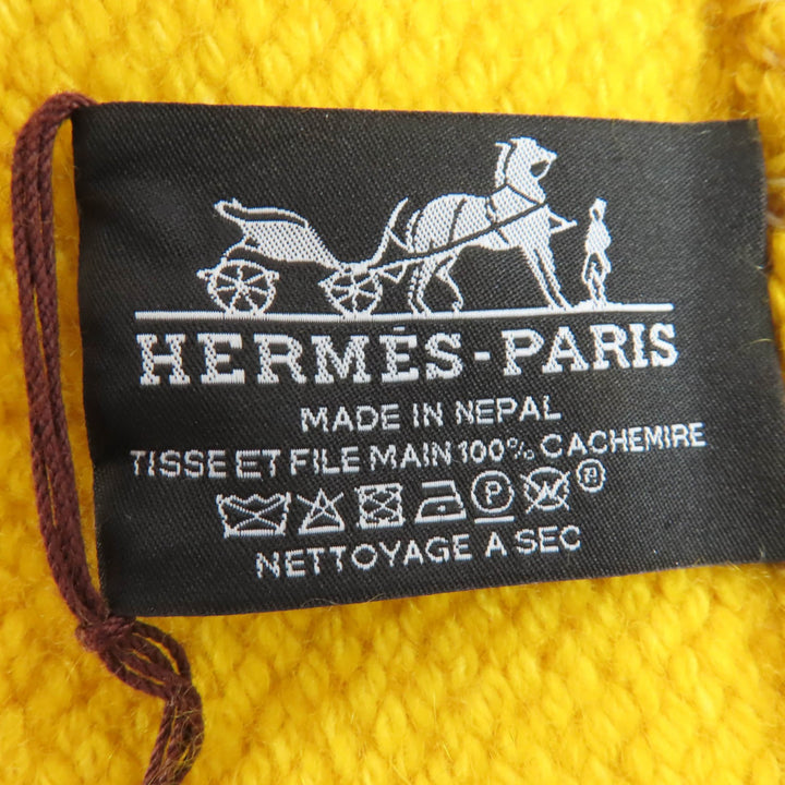 未使用品☆HERMES エルメス ダイサングル ブランケット カシミヤ100％ シトロン パイユ Hロゴ 150×200cm 大判 レディース