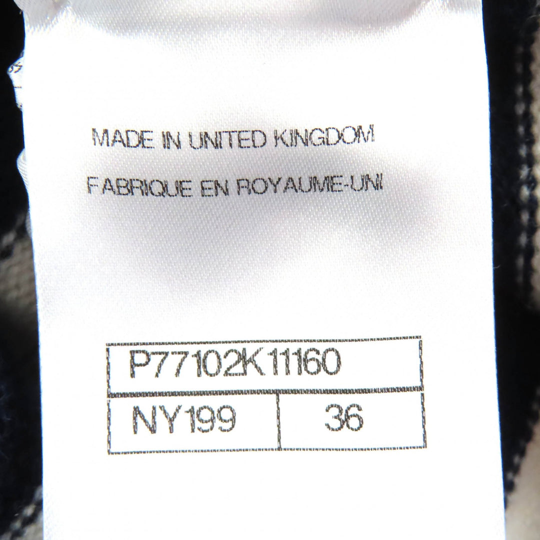 極美品△CHANEL シャネル P77102K11160 カシミヤ100％ ココマーク金具 ボーダー柄 フーディー ニット パーカー ネイビー 白 36 正規品