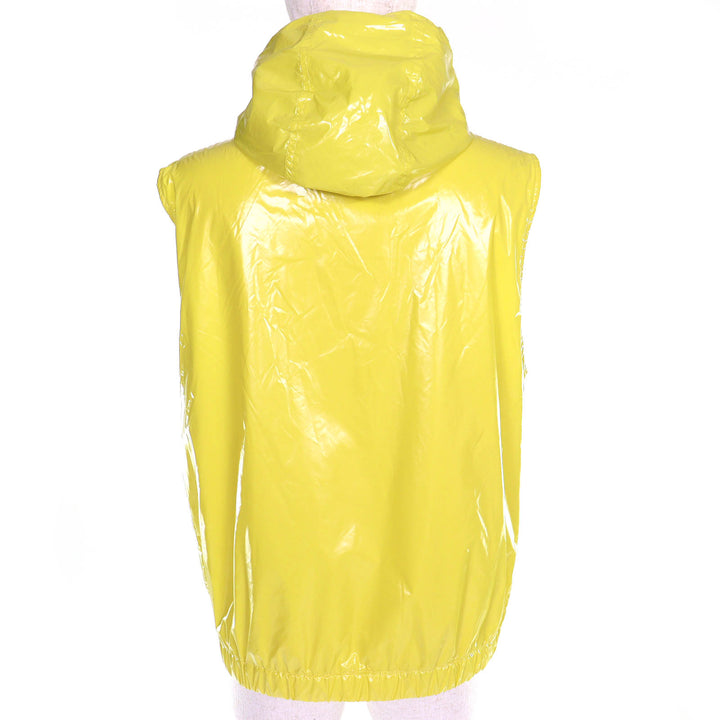 極美品△MONCLER モンクレール 2021年製 SETE GILET ロゴワッペン フーディー ナイロン ジレ ベスト 軽量 イエロー 1 正規品 レディース