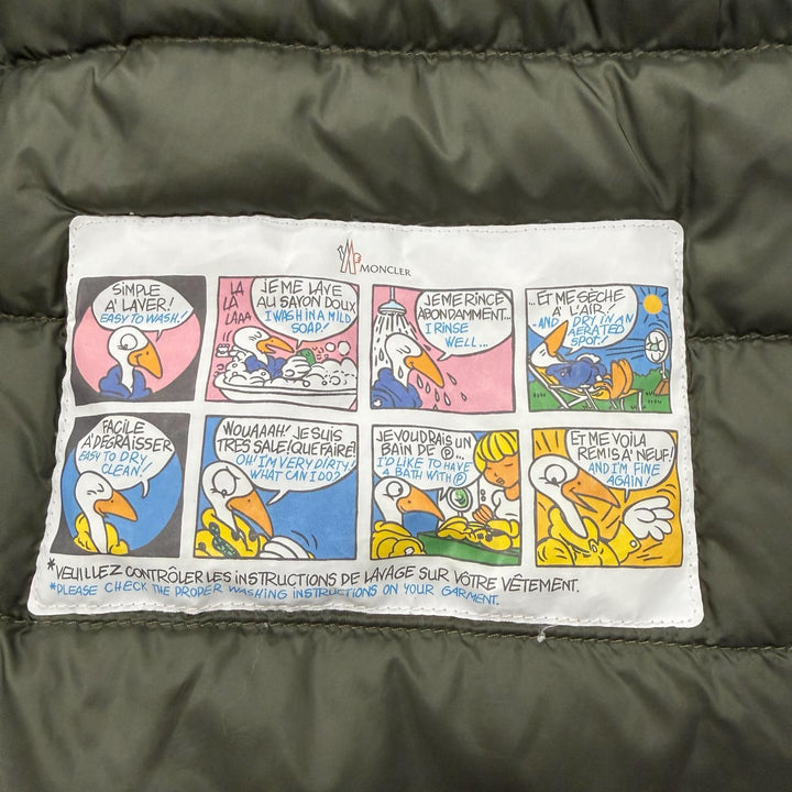 美品▼MONCLER モンクレール 2022年製 MELAMPYRE ロゴワッペン付き フーデッド WZIPUP ダウンジャケット カーキ 0 正規品 メンズ