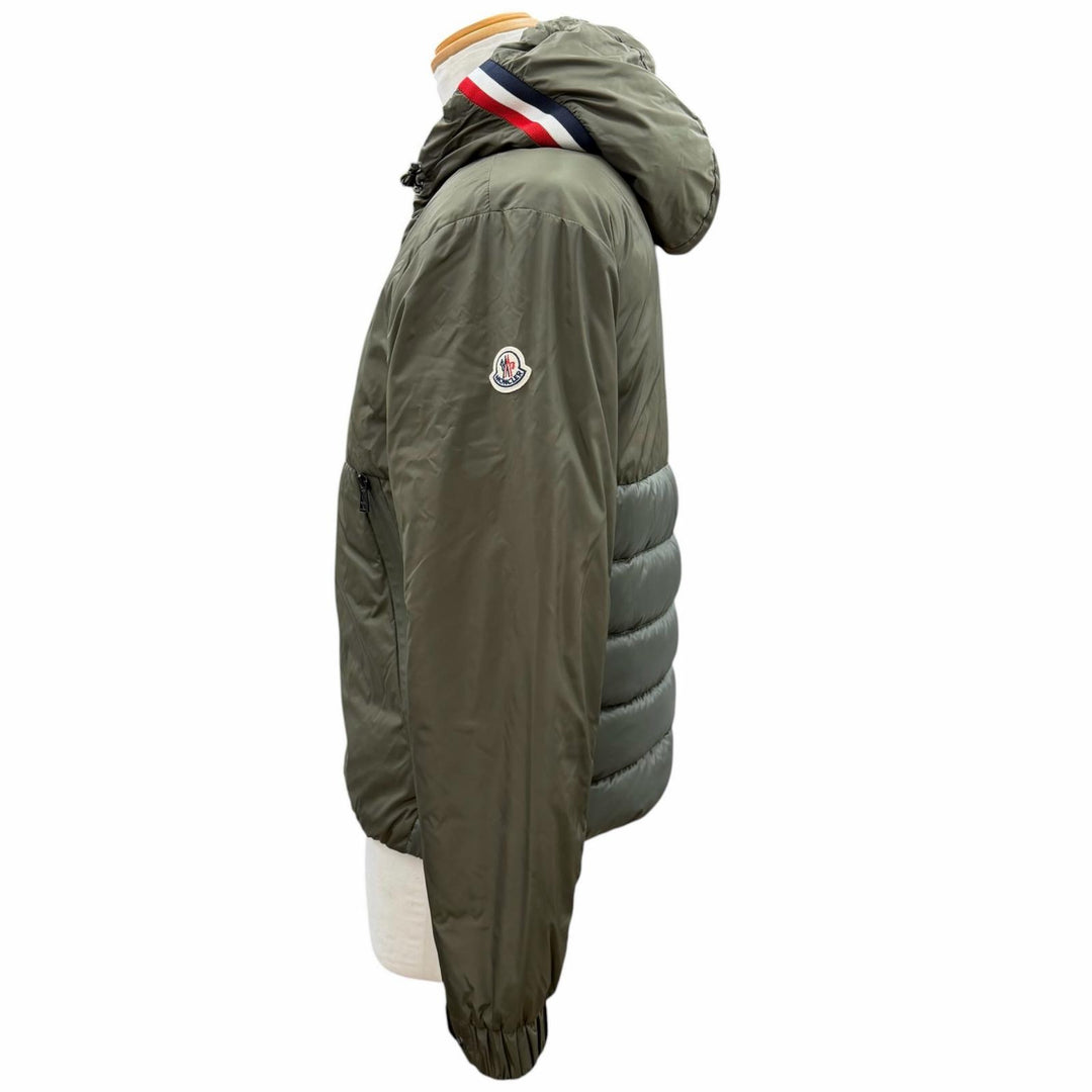 美品▼MONCLER モンクレール 2022年製 MELAMPYRE ロゴワッペン付き フーデッド WZIPUP ダウンジャケット カーキ 0 正規品 メンズ