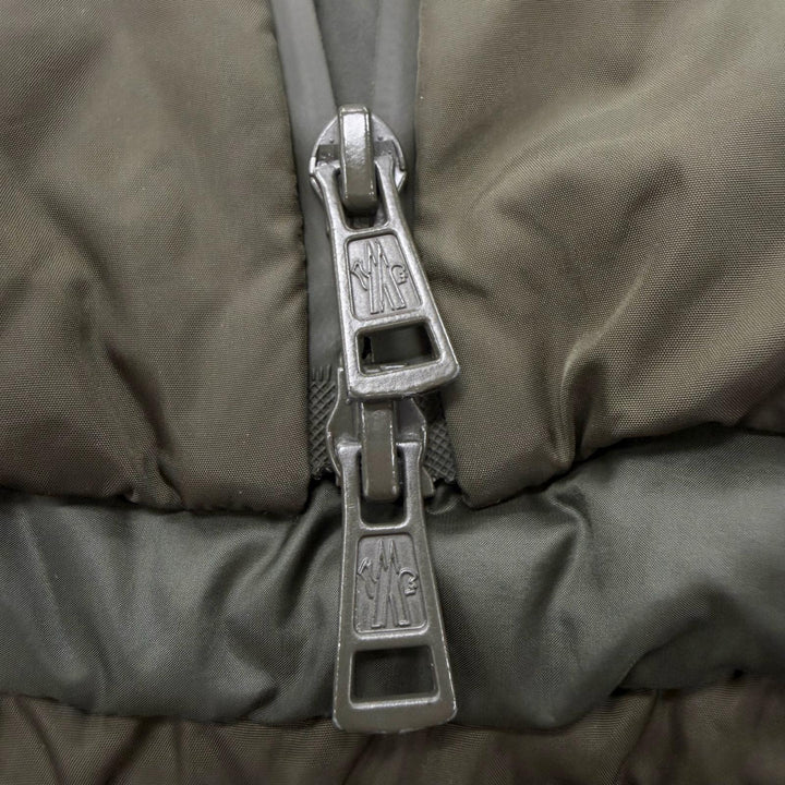 美品▼MONCLER モンクレール 2022年製 MELAMPYRE ロゴワッペン付き フーデッド WZIPUP ダウンジャケット カーキ 0 正規品 メンズ