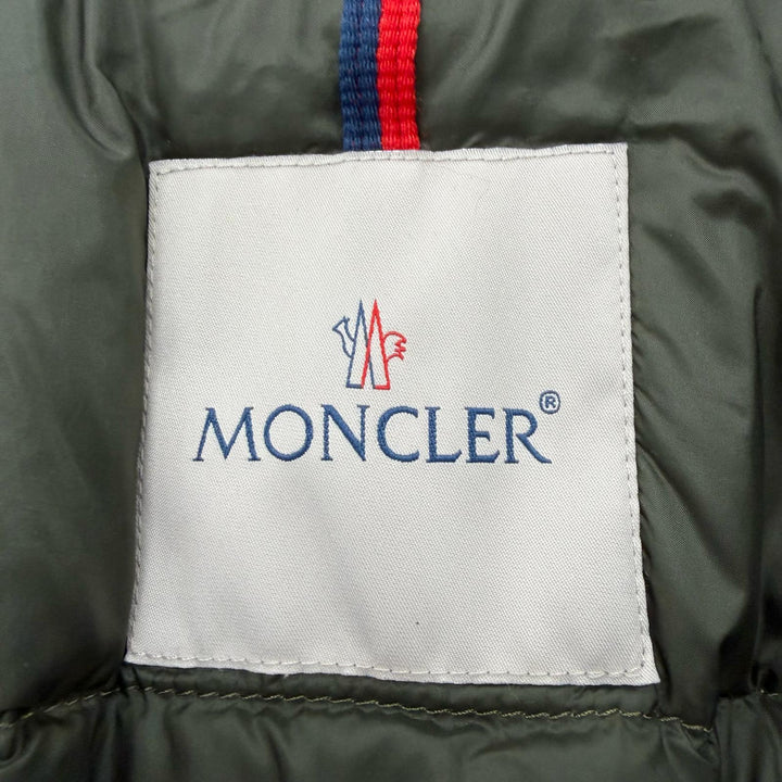 美品▼MONCLER モンクレール 2022年製 MELAMPYRE ロゴワッペン付き フーデッド WZIPUP ダウンジャケット カーキ 0 正規品 メンズ