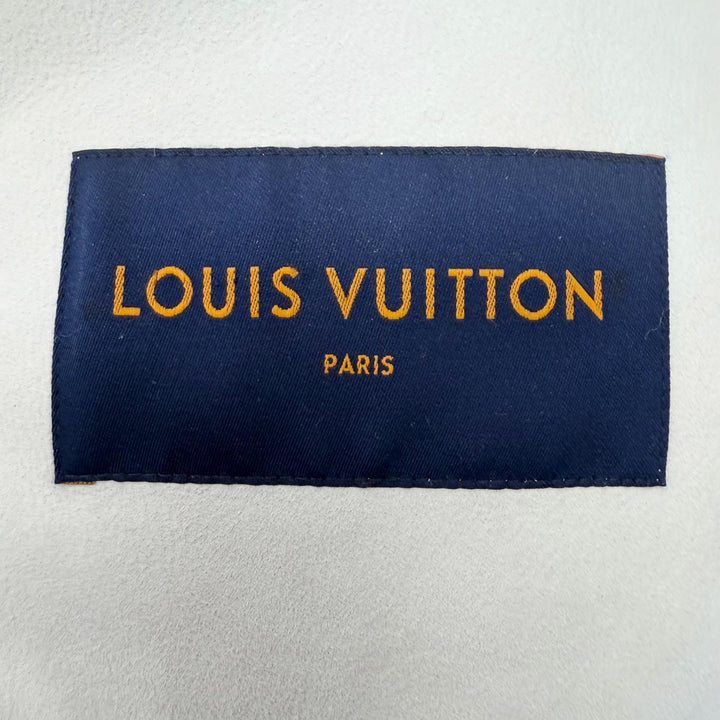 極美品▼LOUIS VUITTON ルイヴィトン ラムレザー ヌメ革 モノグラムミラー シアリング WZIPUP ムートンジャケット シルバー 50 正規品