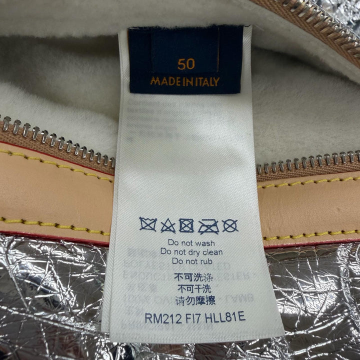 極美品▼LOUIS VUITTON ルイヴィトン ラムレザー ヌメ革 モノグラムミラー シアリング WZIPUP ムートンジャケット シルバー 50 正規品