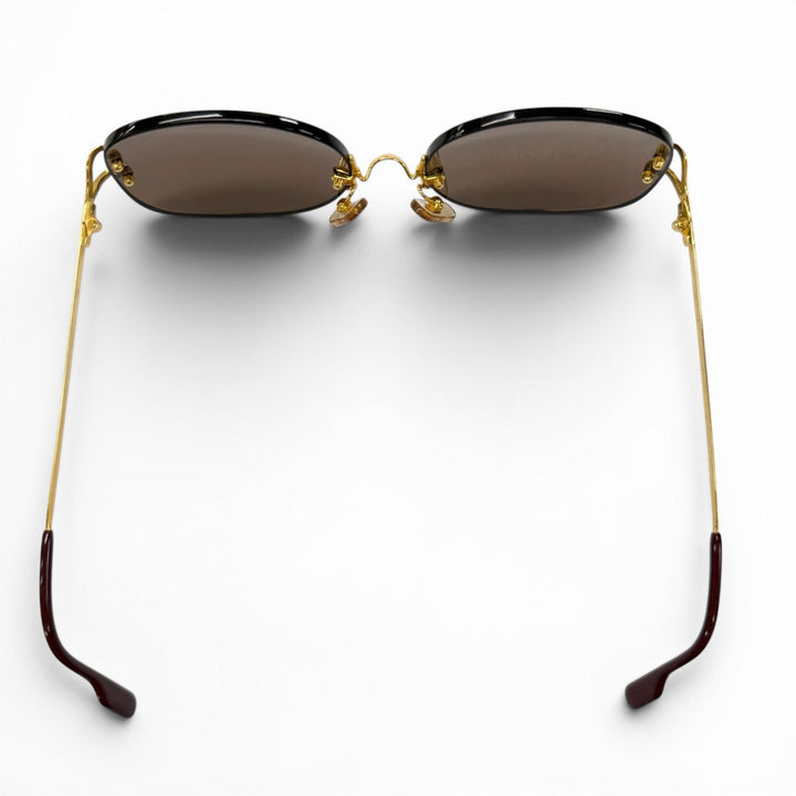 美品▼Cartier カルティエ ー リムレス ツーポイント 2C デコール アイウェア サングラス ゴールド ボルドー □18 135 フランス製 メンズ